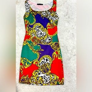 Sexy Stretch Baroque Mini Dress XS